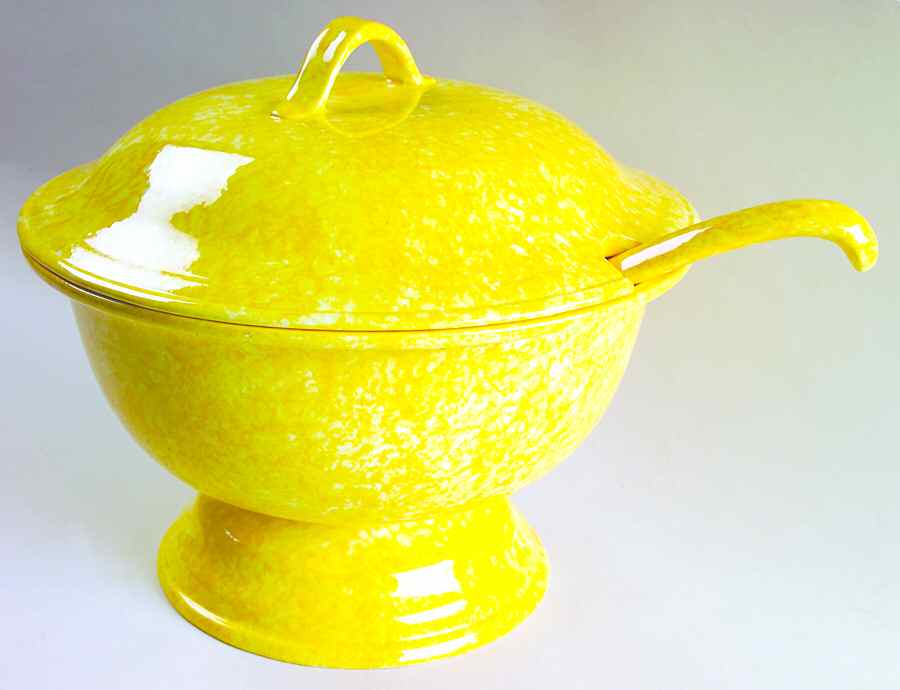 Caughley Yellow Tureen & Lid w/Ladle by Stangl-1