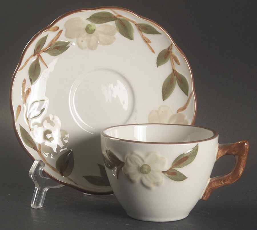 Colonial Dogwood Flat Cup & Saucer Set by Stangl-1