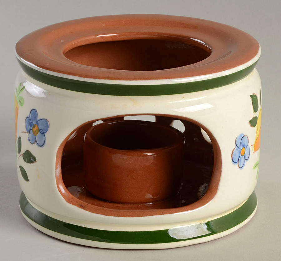 Country Garden (Brown Body and Carved) China Warmer Stand by Stangl-1