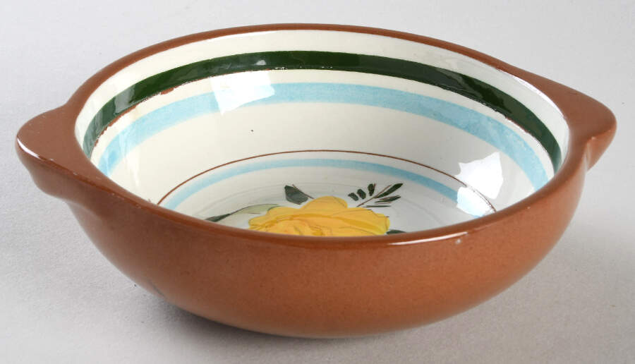 Country Garden (Brown Body and Carved) Lugged Soup Bowl by Stangl-1