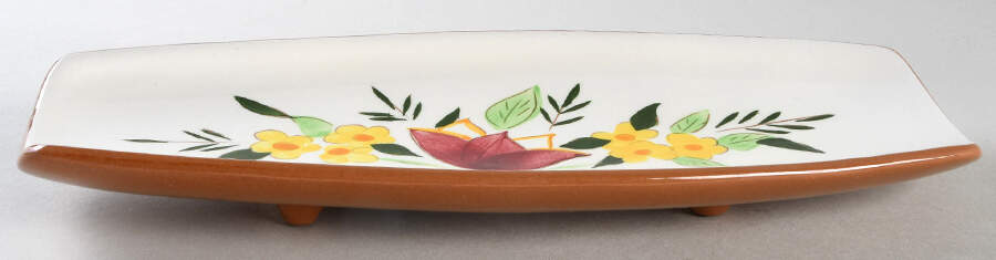 Country Garden (Brown Body and Carved) Pickle Dish by Stangl-1