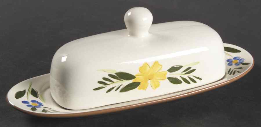 Country Garden (Brown Body and Carved) 1/4 Lb Covered Butter by Stangl-1