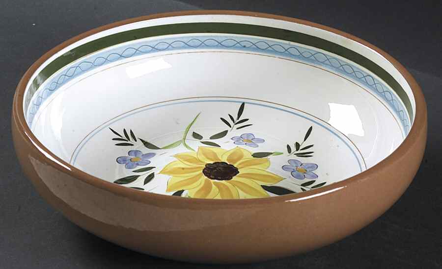Country Garden (Brown Body and Carved) 10" Large Salad Serving Bowl by Stangl-1