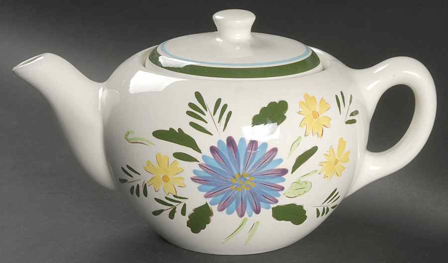 Country Garden (Brown Body and Carved) Teapot & Lid by Stangl-1