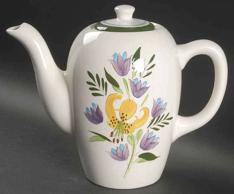 Country Garden (Brown Body and Carved) Coffee Pot & Lid by Stangl-1