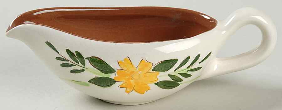 Country Garden (Brown Body and Carved) Individual Gravy Boat by Stangl-1