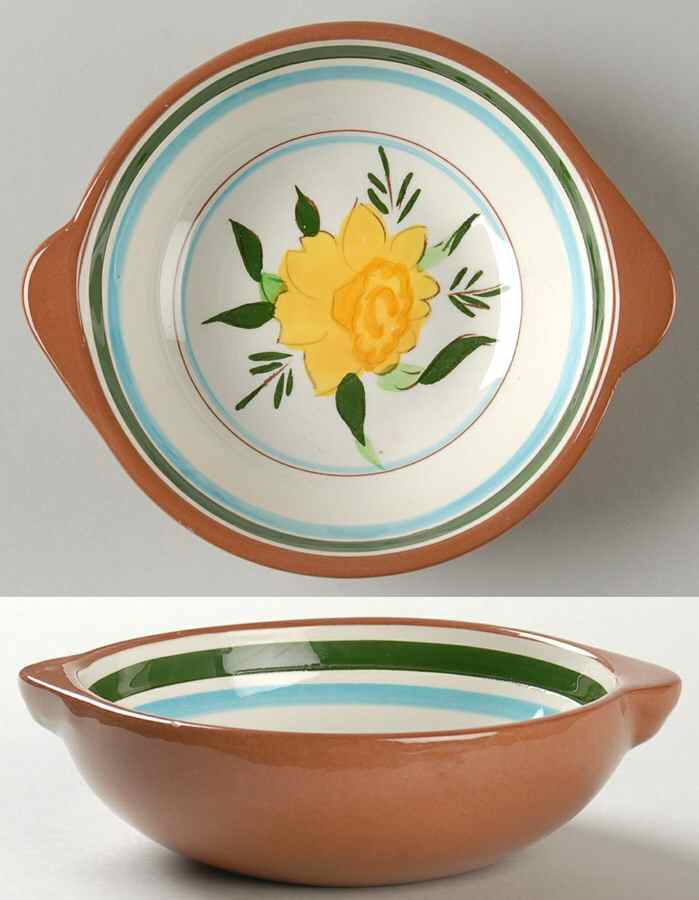 Country Garden (Brown Body and Carved) Lugged Soup Bowl by Stangl-1