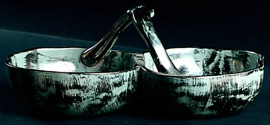 Colonial Silver (Platina) Handled Double Apple Dish by Stangl-1
