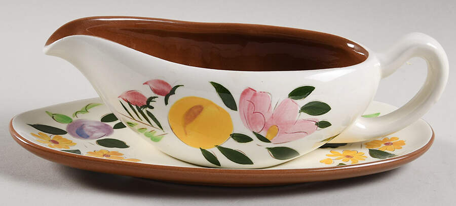 Fruit & Flowers Gravy Boat & Underplate by Stangl-1