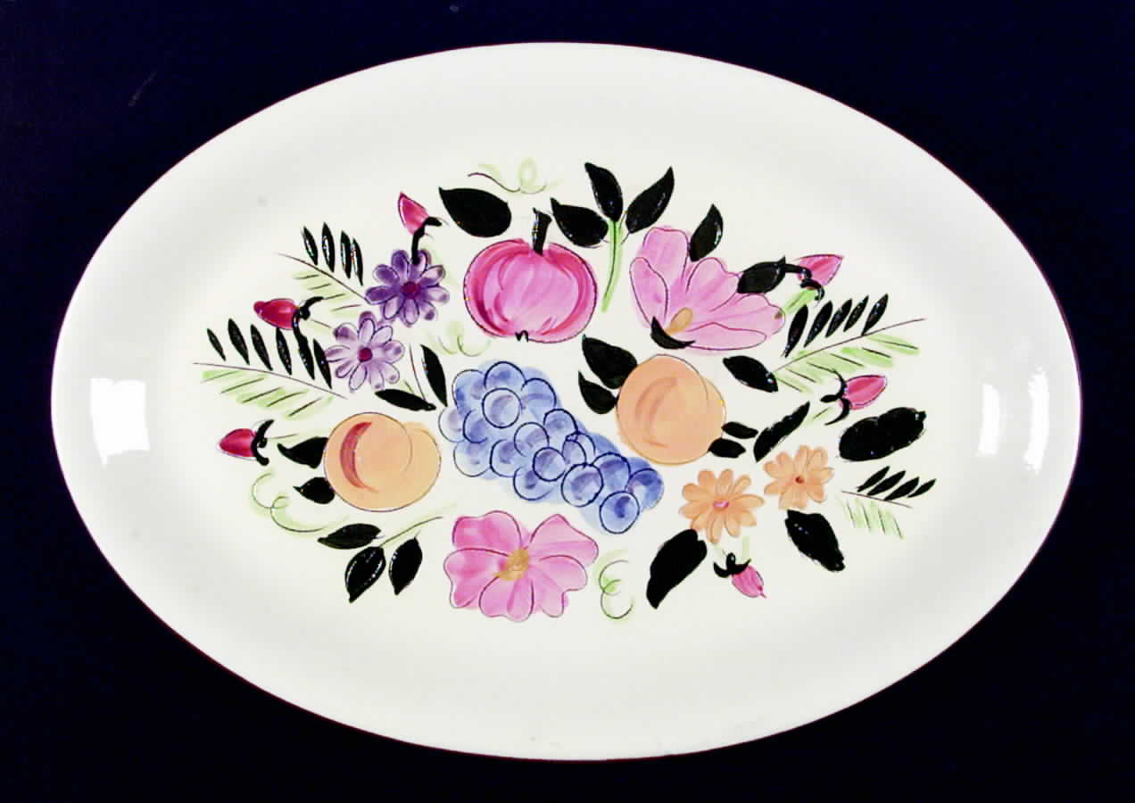 Fruit & Flowers 13" Oval Serving Platter by Stangl-1