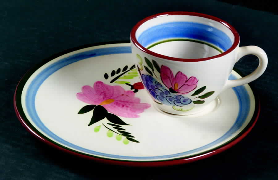 Fruit & Flowers Snack Plate & Cup Set by Stangl-1