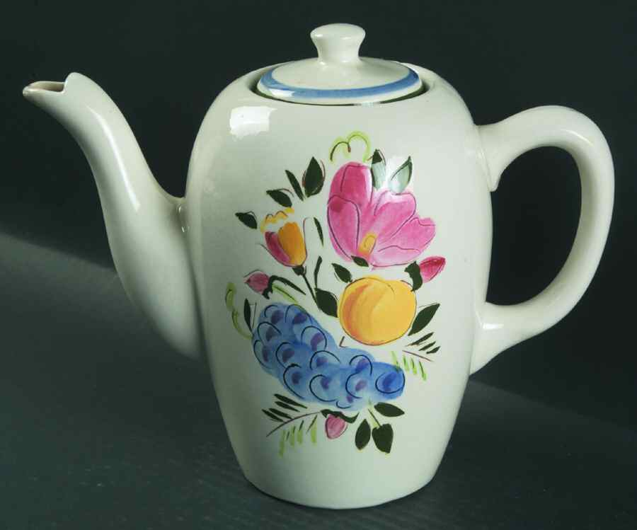 Fruit & Flowers Coffee Pot & Lid by Stangl-1