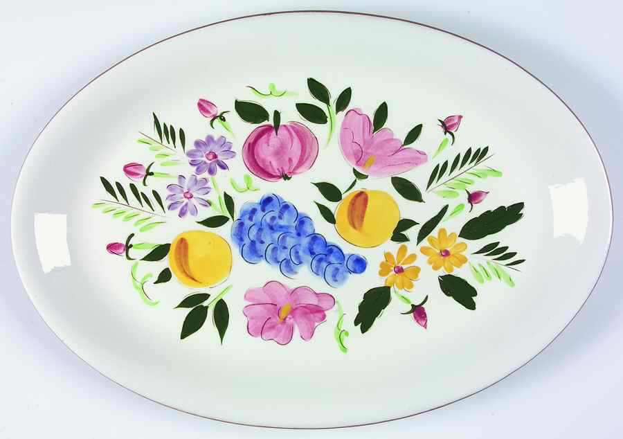 Fruit & Flowers 14" Oval Serving Platter by Stangl-1
