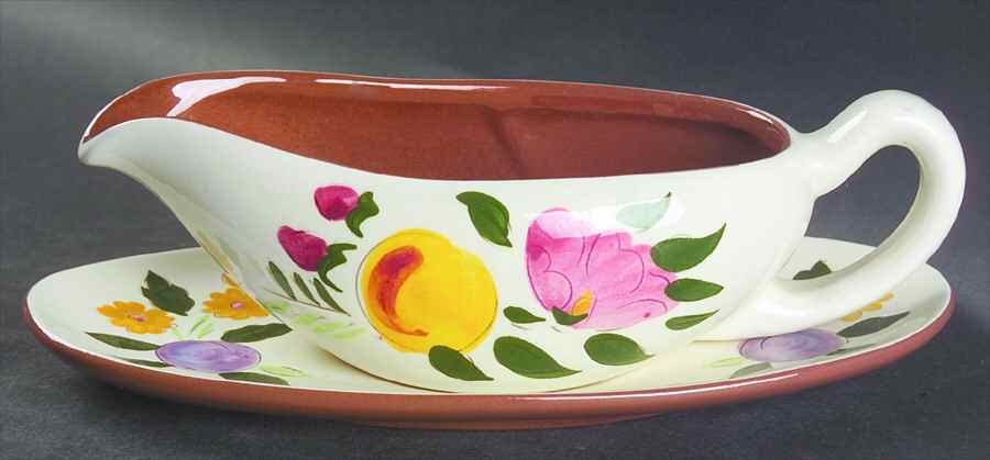Fruit & Flowers Gravy Boat & Underplate by Stangl-1