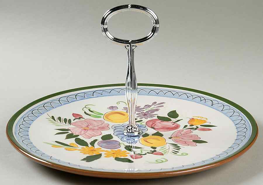 Fruit & Flowers Round Serving Plate with Handle (DP) by Stangl-1