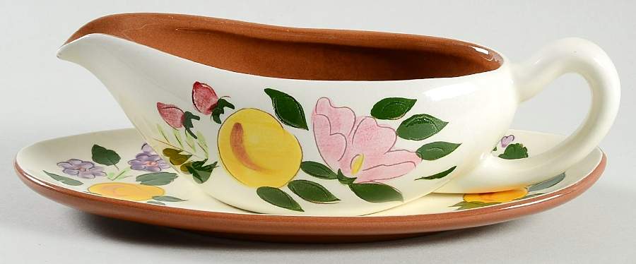 Fruit & Flowers Gravy Boat & Underplate by Stangl-1
