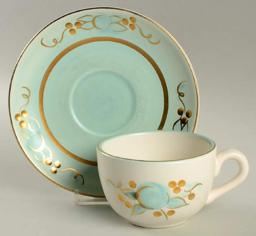 Frosted Fruit Flat Cup & Saucer Set by Stangl-1