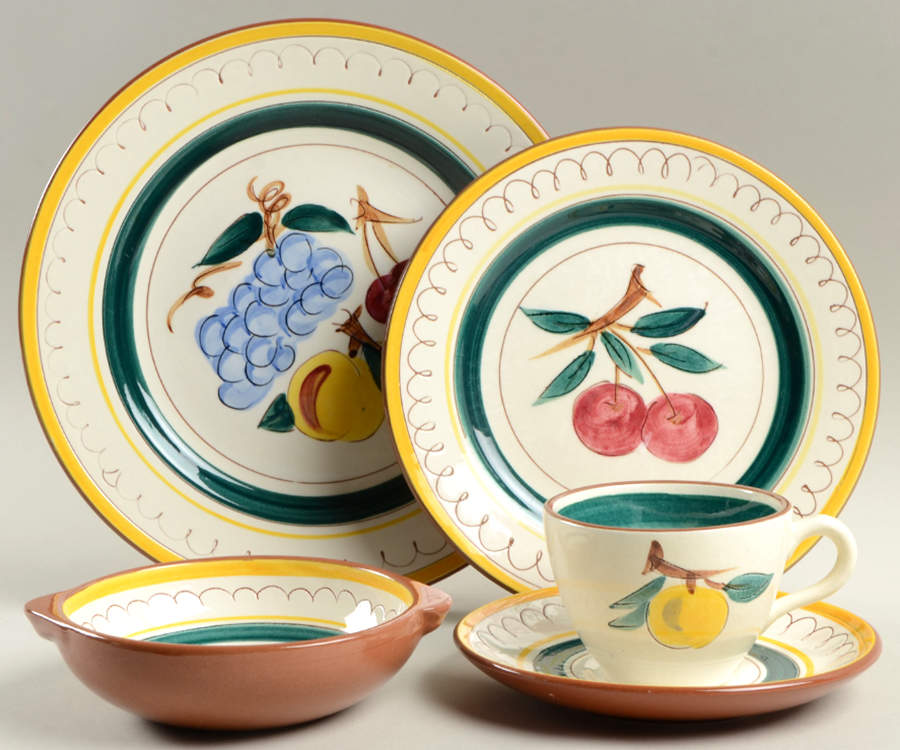 Fruit (Brown Trim) 5 Piece Place Setting by Stangl-1