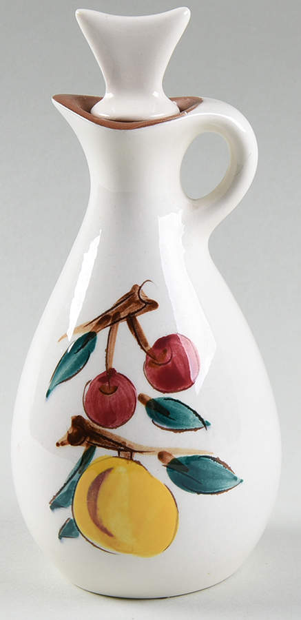 Fruit (Brown Trim) Vinegar with "V" Stopper by Stangl-1