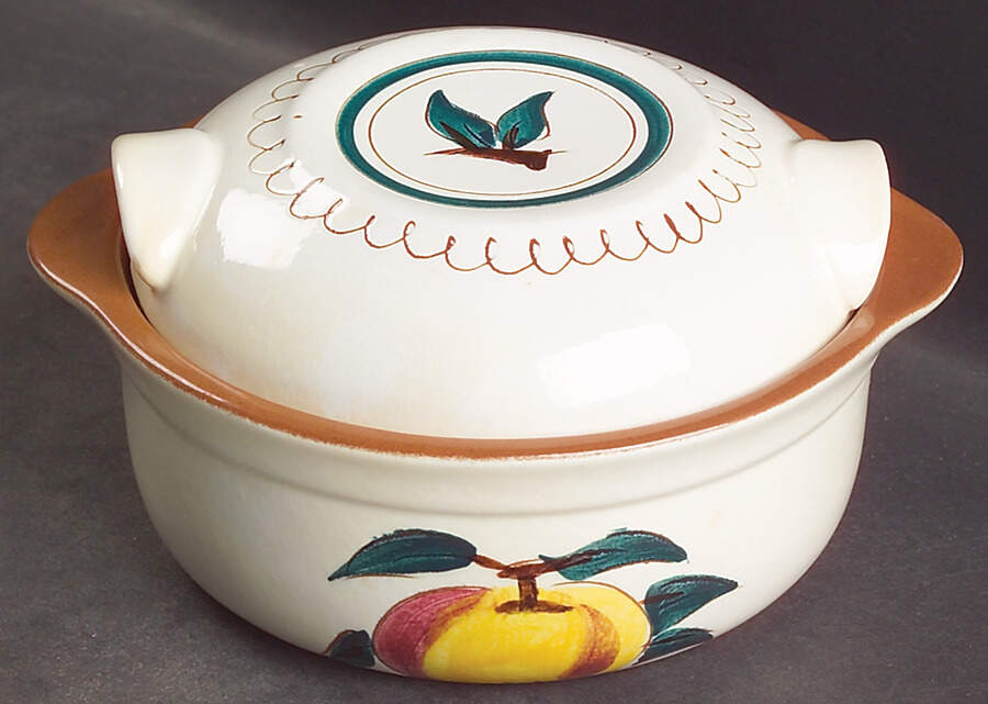 Fruit (Brown Trim) Individual Casserole & Lid by Stangl-1