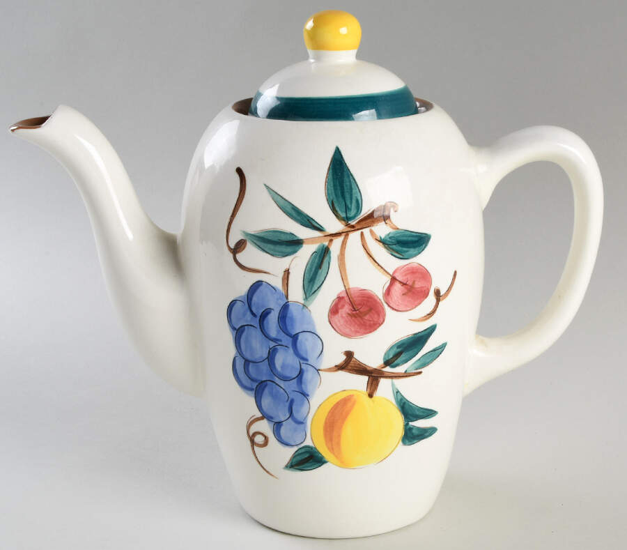 Fruit (Brown Trim) Coffee Pot & Lid by Stangl-1