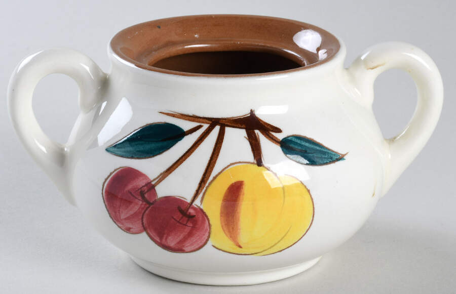 Fruit (Brown Trim) Sugar Bowl No Lid by Stangl-1