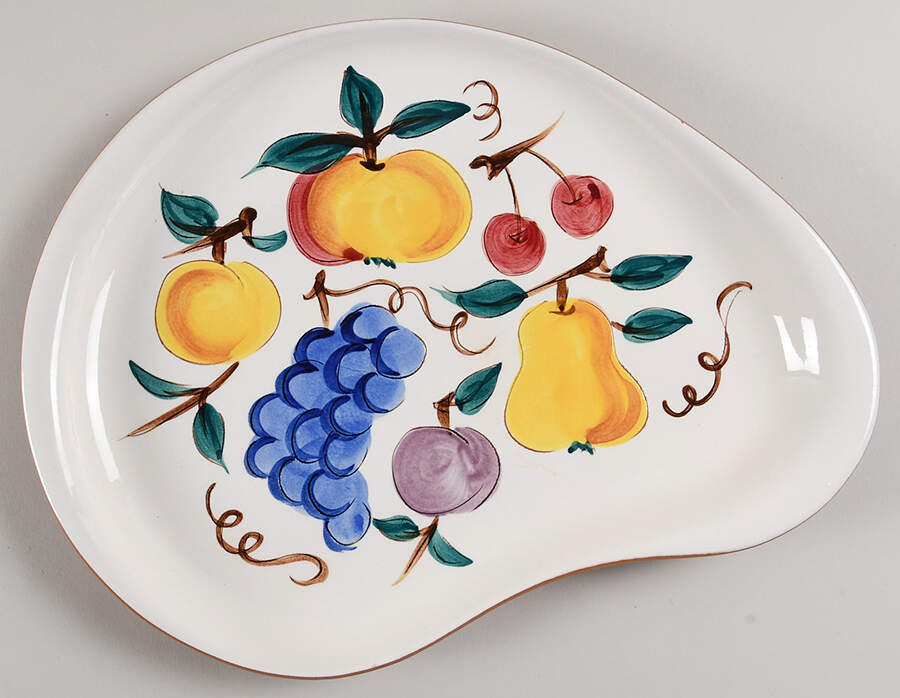 Fruit (Brown Trim) 13" Oval Serving Platter by Stangl-1