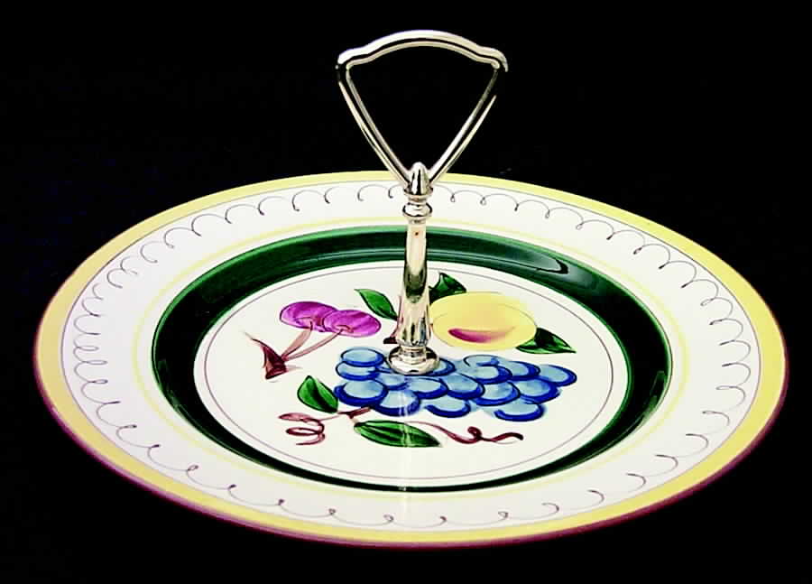 Fruit (Brown Trim) Round Serving Plate with Handle (DP) by Stangl-1
