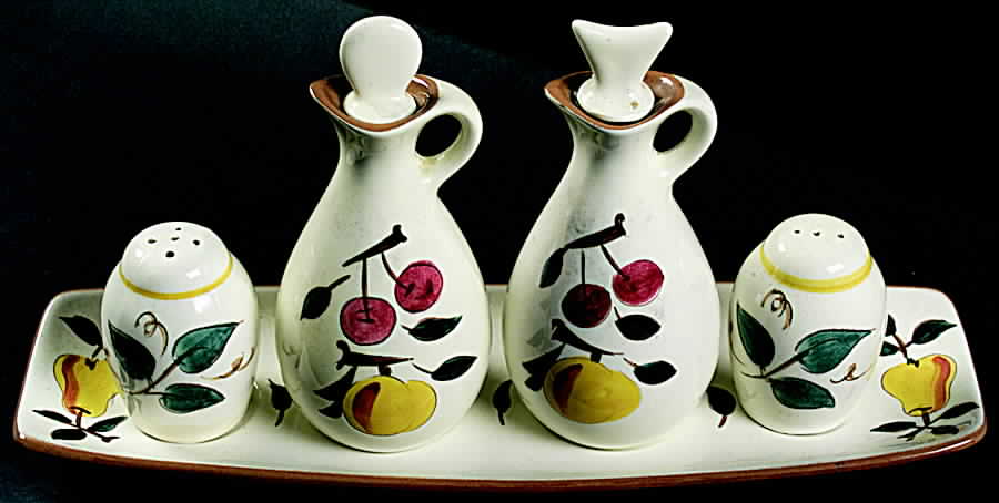Fruit (Brown Trim) (7 Piece) Condiment Set (SAP,TRACO,VI,OI) by Stangl-1