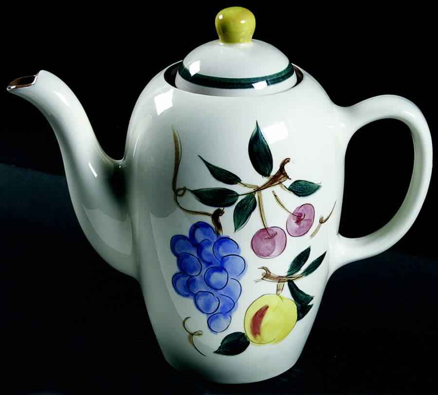 Fruit (Brown Trim) Coffee Pot & Lid by Stangl-1