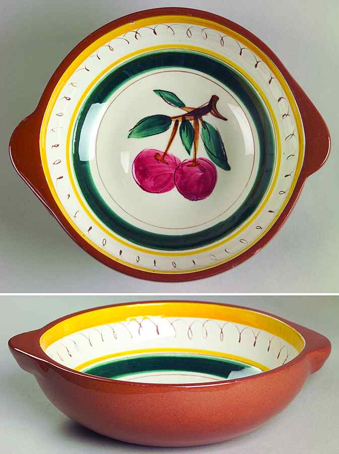 Fruit (Brown Trim) Lugged Soup Bowl by Stangl-1