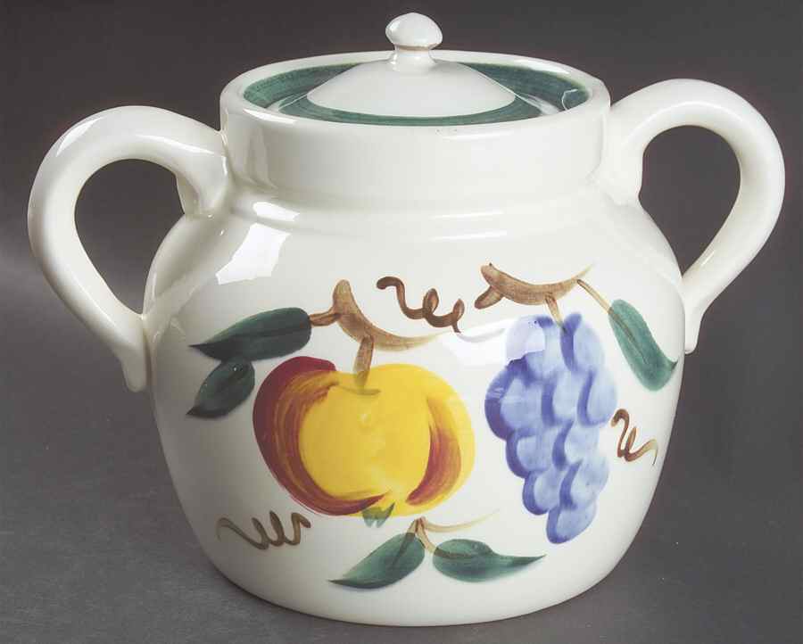 Fruit (Brown Trim) Bean Pot & Lid by Stangl-1