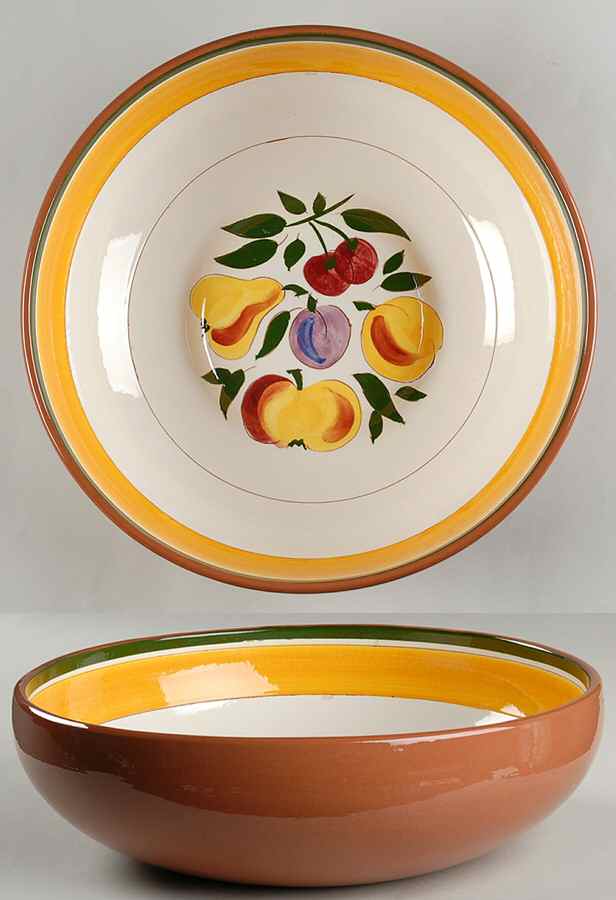 Fruit (Brown Trim) 12" Large Salad Serving Bowl by Stangl-1