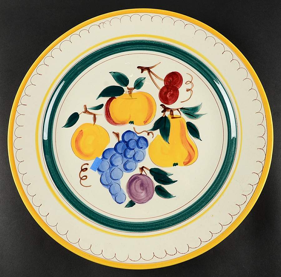 Fruit (Brown Trim) 14" Chop Plate (Round Platter) by Stangl-1