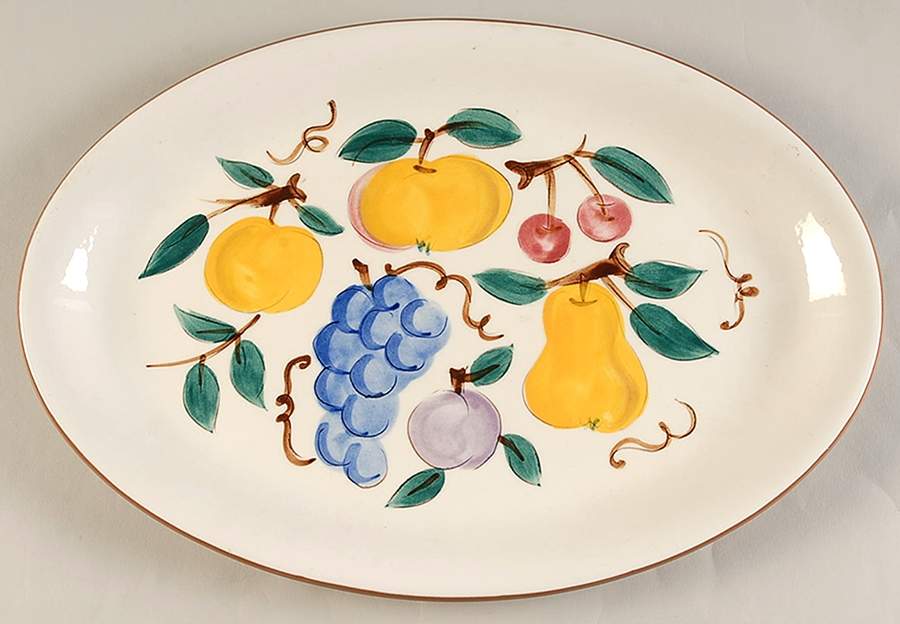 Fruit (Brown Trim) 15" Oval Serving Platter by Stangl-1