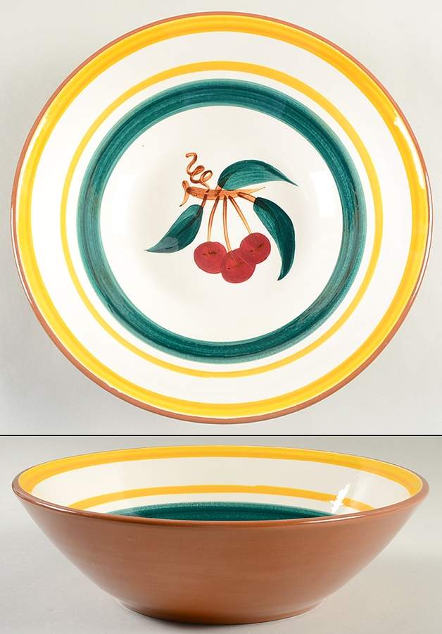 Fruit (Brown Trim) 11" Large Salad Serving Bowl by Stangl-1