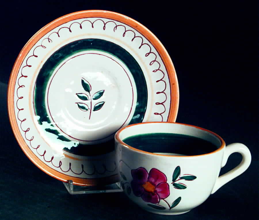 Garden Flower (Terra Rose) Flat Cup & Saucer Set by Stangl-1