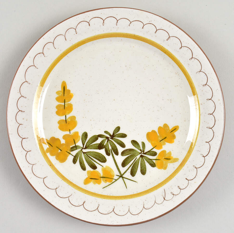 Golden Blossom (Brown Trim, Yellow Band) Salad Plate by Stangl-1