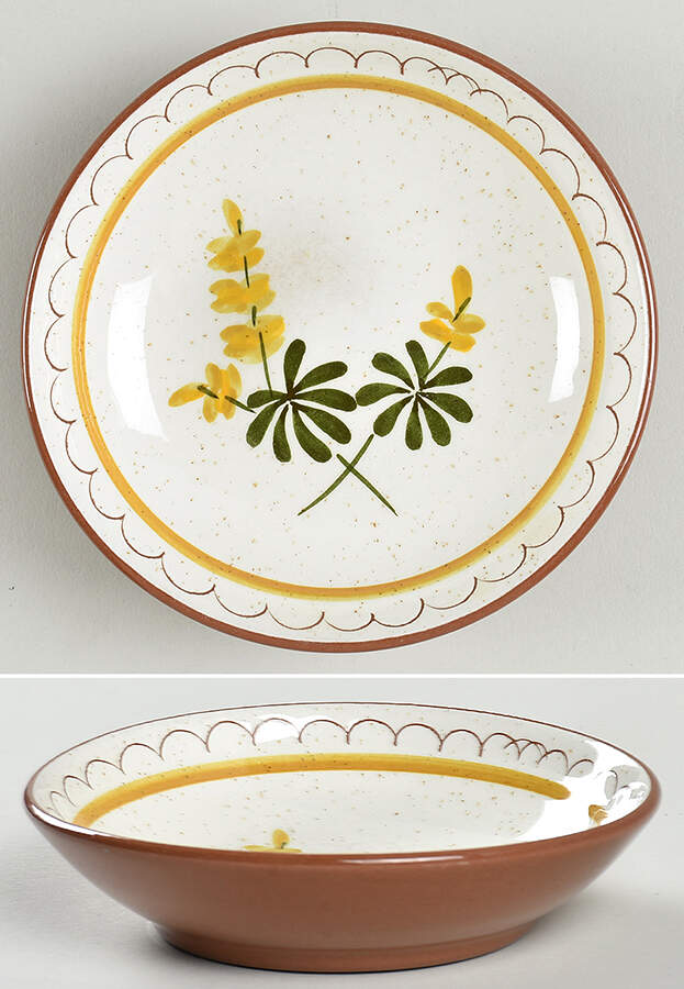 Golden Blossom (Brown Trim, Yellow Band) Fruit/Dessert (Sauce) Bowl by Stangl-1