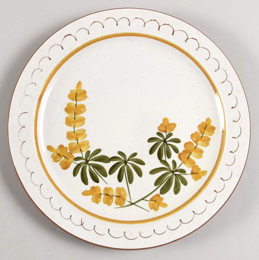 Golden Blossom (Brown Trim, Yellow Band) Dinner Plate by Stangl-1
