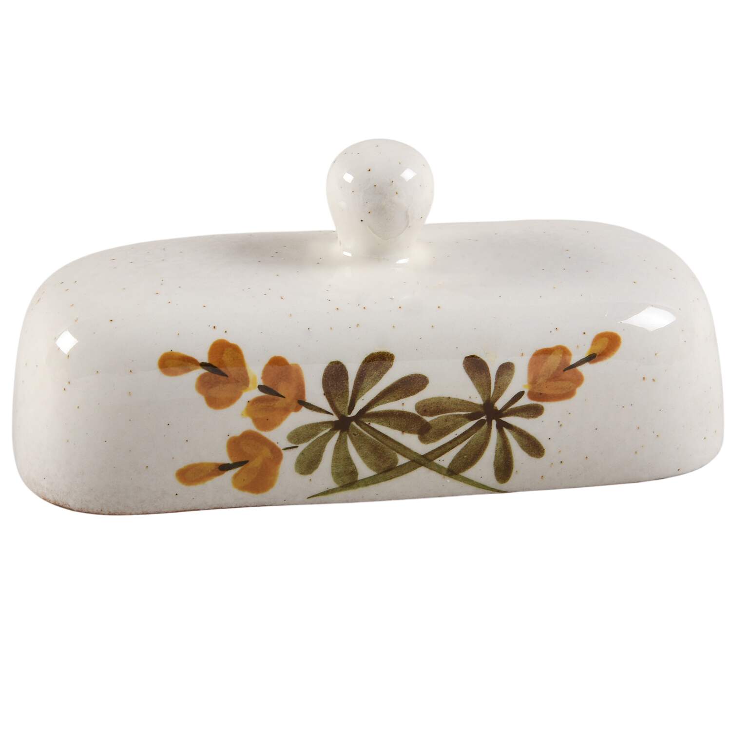Golden Blossom (Brown Trim, Yellow Band) Lid for 1/4 Lb Butter by Stangl-1
