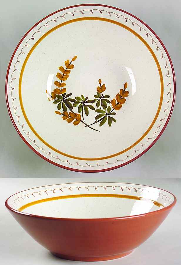 Golden Blossom (Brown Trim, Yellow Band) 11" Large Salad Serving Bowl by Stangl-1