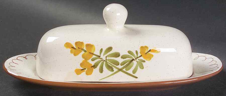 Golden Blossom (Brown Trim, Yellow Band) 1/4 Lb Covered Butter by Stangl-1