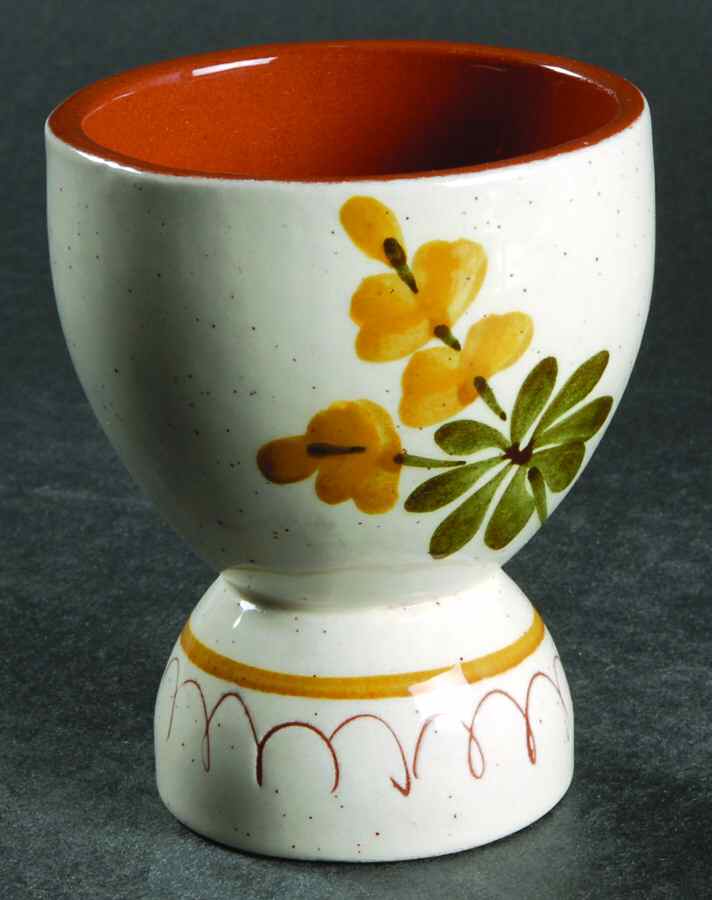 Golden Blossom (Brown Trim, Yellow Band) Double Egg Cup by Stangl-1