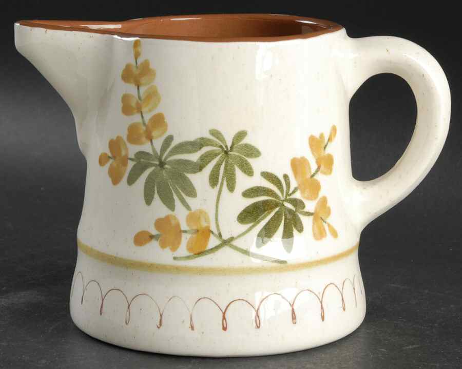 Golden Blossom (Brown Trim, Yellow Band) Medium Pitcher by Stangl-1