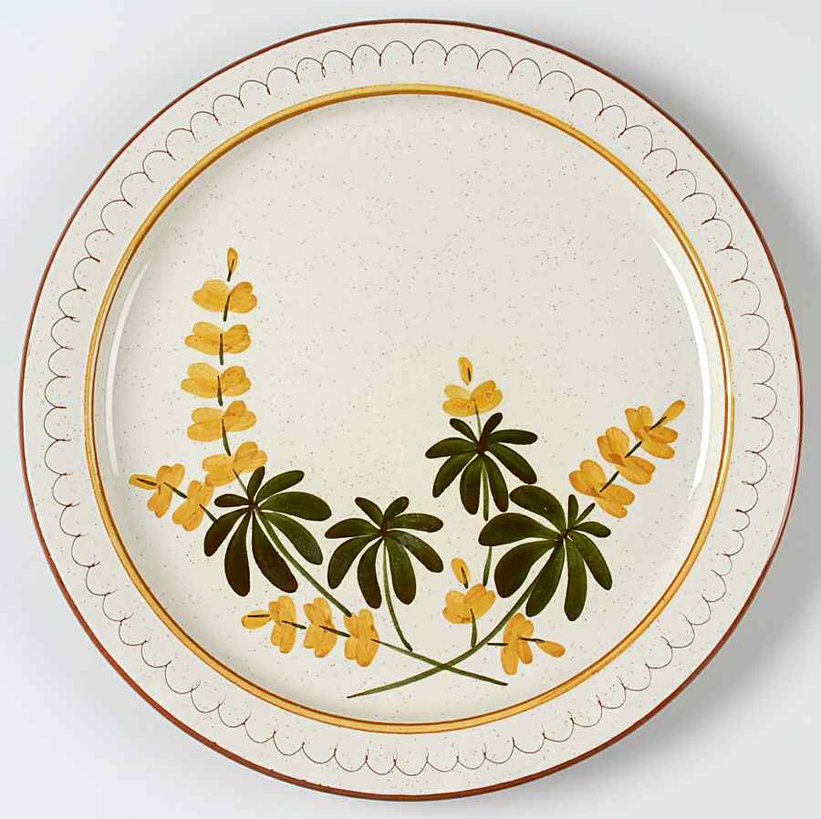 Golden Blossom (Brown Trim, Yellow Band) 12" Chop Plate (Round Platter) by Stangl-1