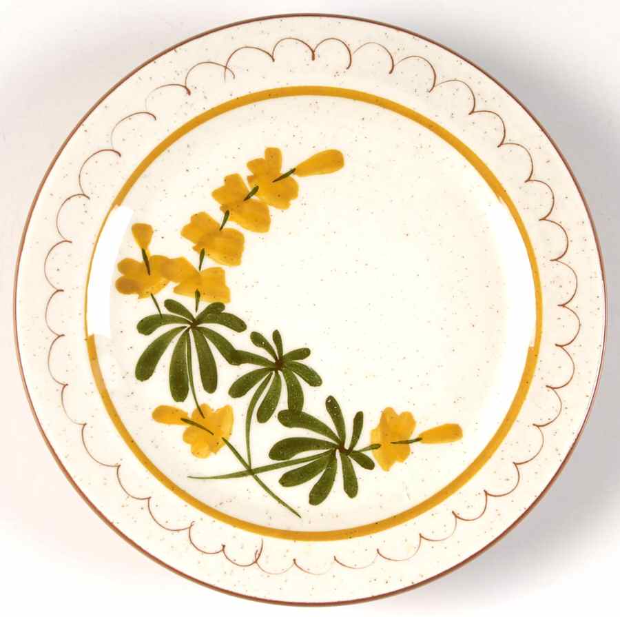 Golden Blossom (Brown Trim, Yellow Band) Bread & Butter Plate by Stangl-1
