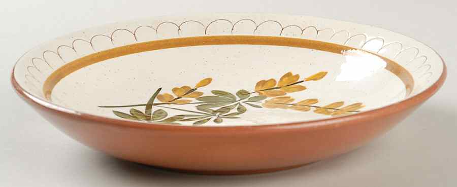 Golden Blossom (Brown Trim, Yellow Band) Coupe Soup Bowl by Stangl-1