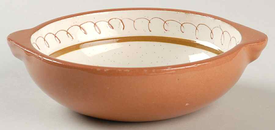 Golden Blossom (Brown Trim, Yellow Band) Lugged Soup Bowl by Stangl-1
