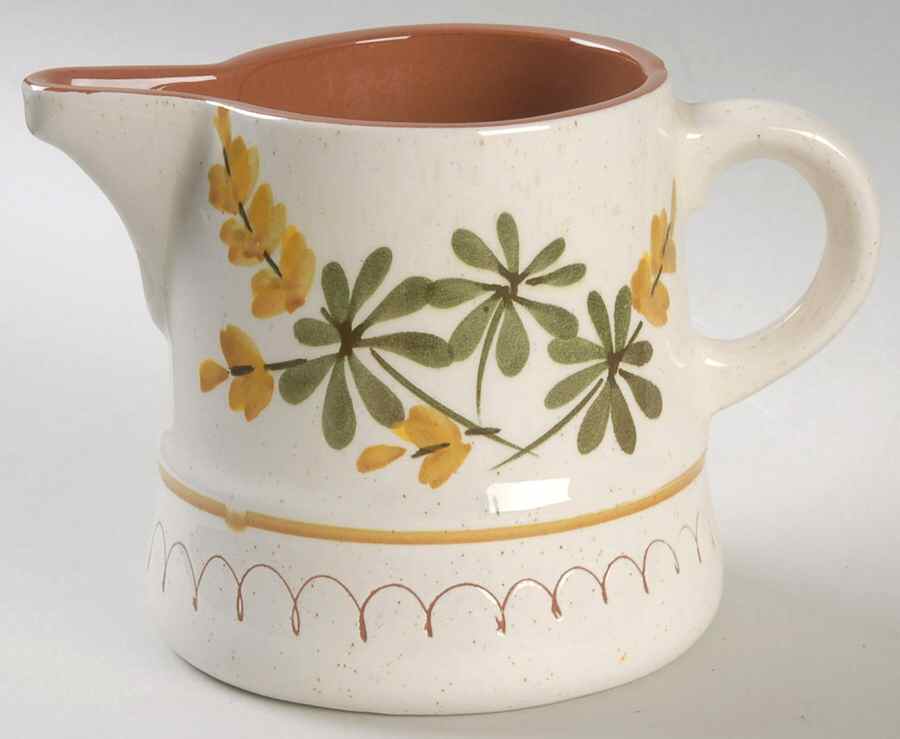 Golden Blossom (Brown Trim, Yellow Band) Small Pitcher by Stangl-1